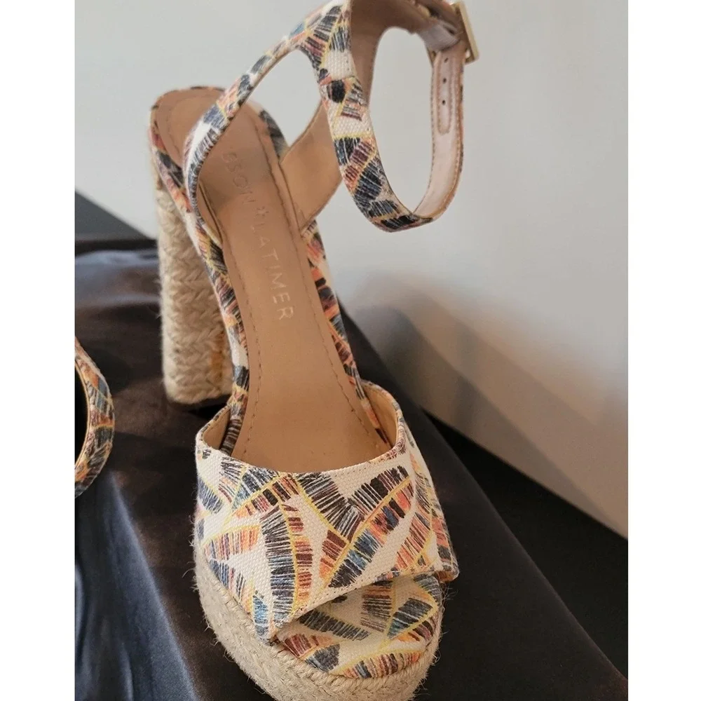 Gibson Latimer Multi Color Espadrille Platform Block Heel Sandals Womens 5.5M
